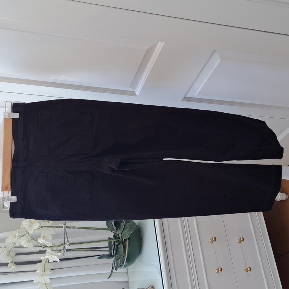 Everlane Womens Black Stretch Utility High Rise‎ Wide Leg Crop Pants 28 - Picture 4 of 9